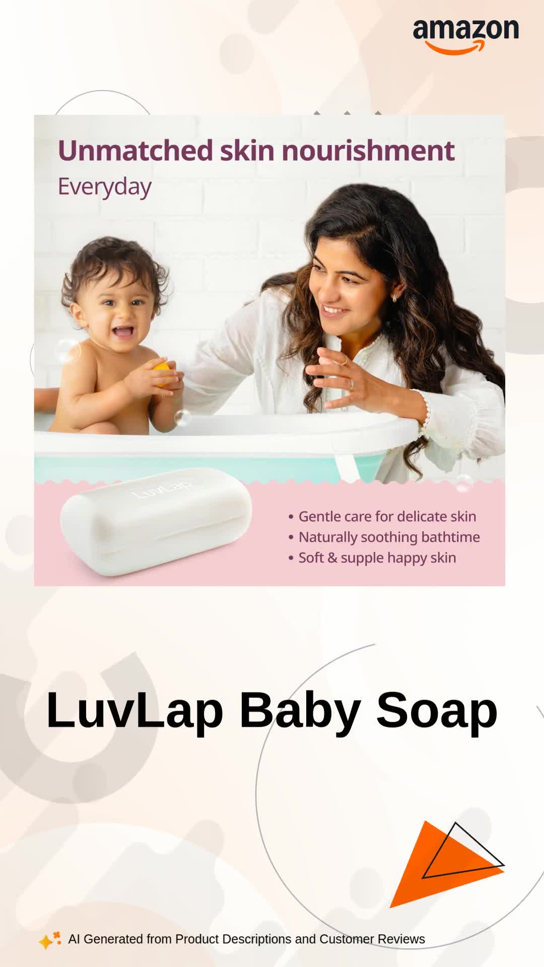 LuvLap Moisturizing Baby Soap - Gentle Bathing Bar, Almond Oil